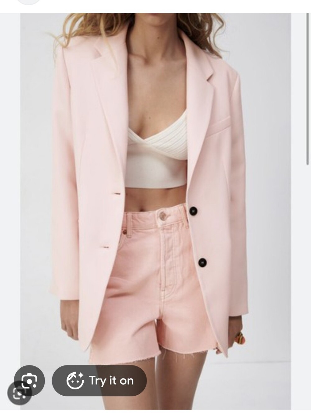 Zara Pastel Pink Blazer With 2 Button Closure Size M